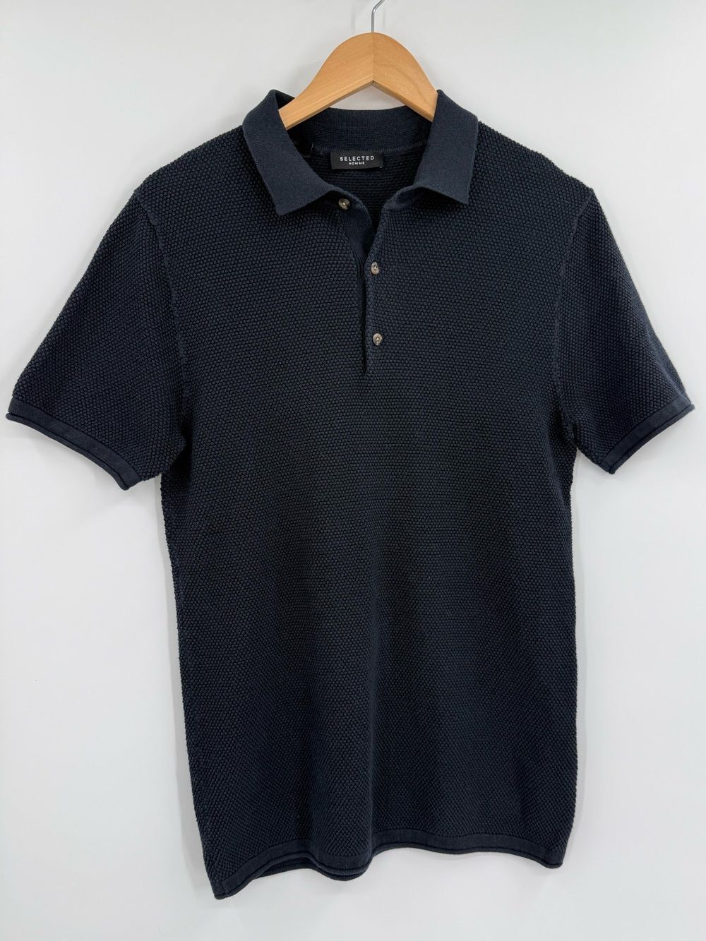Selected Homme SLHRocky Knit Polo Shirt | Navy | Large